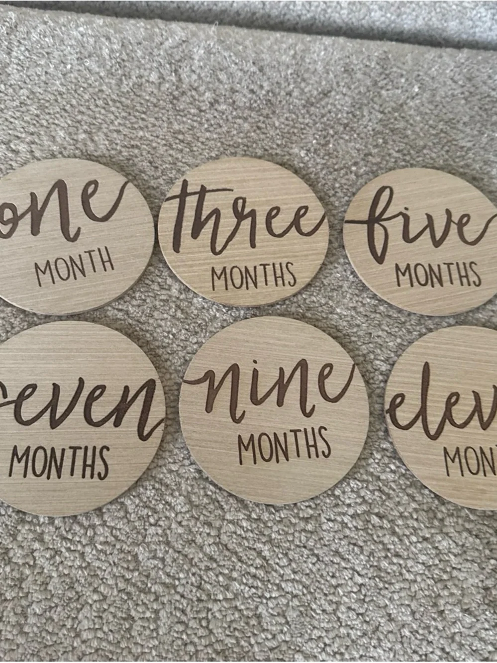 Wooden Baby Monthly Milestone Discs - Natural Brown